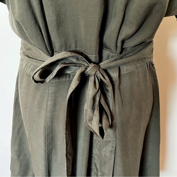 MARINE LAYER Camila Olive Green A-Line Button Front Mini Dress Boho Tie Waist - Picture 9 of 9